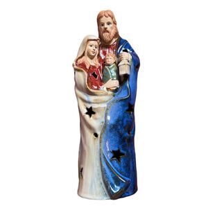 Christmas Nativity Scene Holy Family star circle Cutout Ceramic Glazed‎ Figurine